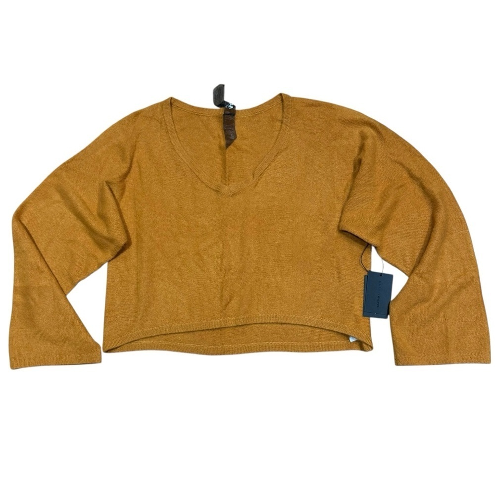 Naadam Sz S Sweater Ochre Cashmere Cropped Classic Minimalist Preppy Luxury boho